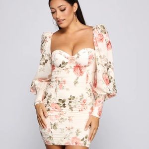 Floral Bloom Chiffon Dress BodyCon